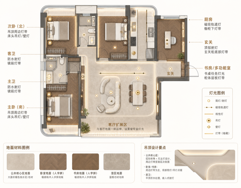 灯光吊顶地面系统图