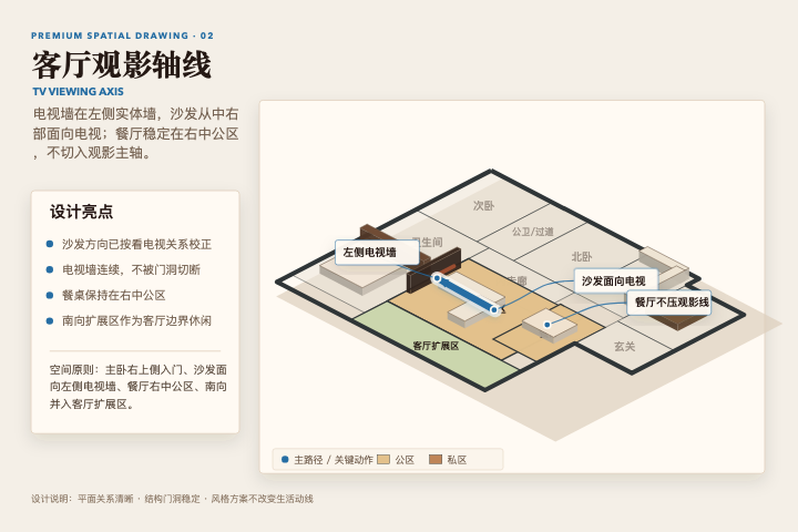 客厅观影轴线 2.5D 图