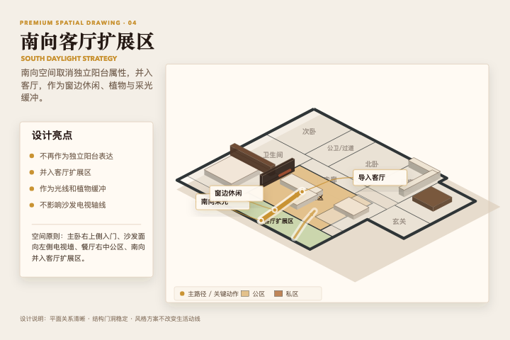南向客厅扩展区 2.5D 图